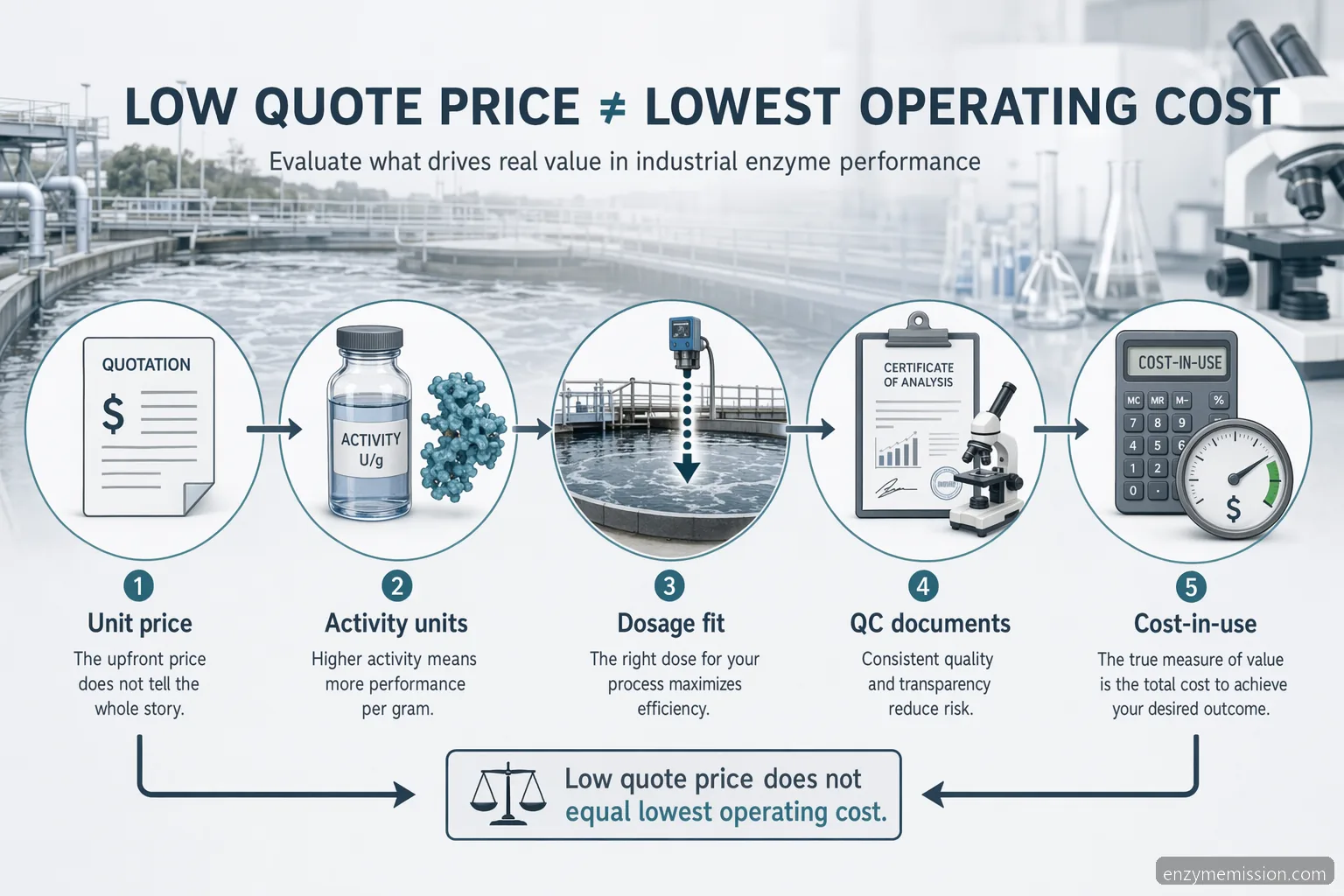 laccase enzyme price wastewater treatment checklist comparing activity, dosage, QC documents, and cost-in-use